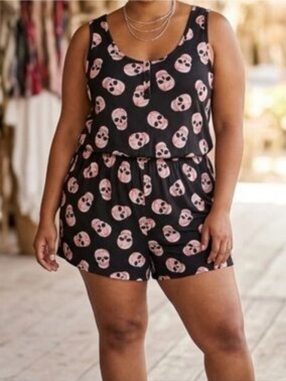 Torrid Super Soft Sleep Romper Size 2 2X 18-20 Tie Dye Skull Sleeveless NWT NEW